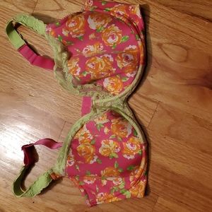 Cacique Floral Neon Color Bra Size 40F
